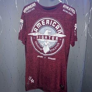 Dark red American fighter short sleeve tee large
